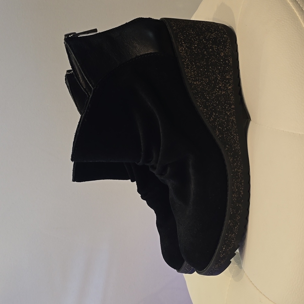 AERTEX Black Kara weather proof wedge boots leather 7 1/2 New Arch Support FALL - Picture 4 of 7